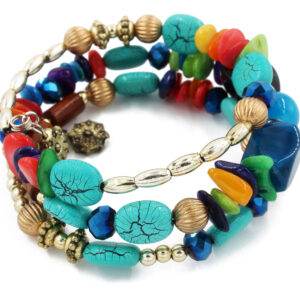 Preziamo Stone Studded Multi Strand Bracelet-Blue