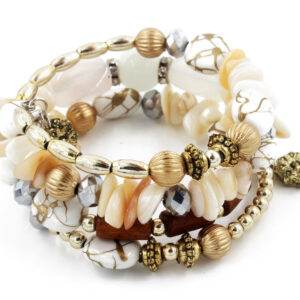 Preziamo Stone Studded Multi Strand Bracelet-White