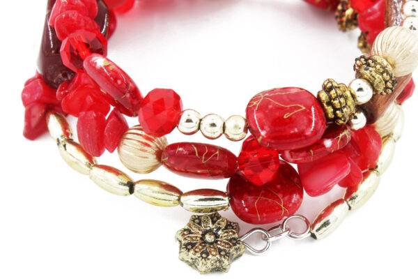 Preziamo Stone Studded Multi Strand Bracelet-Red
