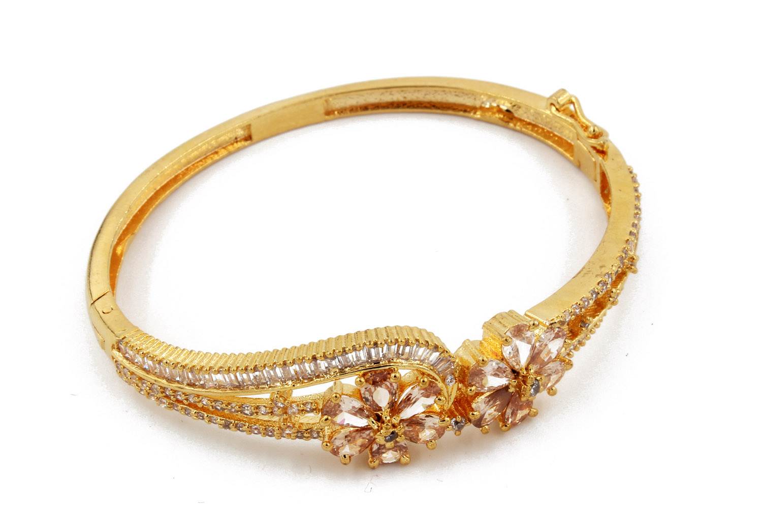 Preziamo Gold Plated Floral Contemporary AD Bracelet