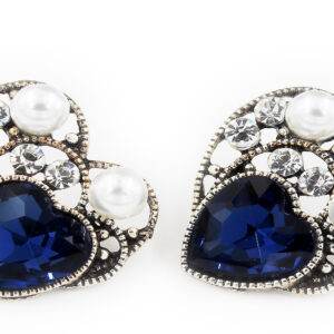 Preziamo Platinum Plated Crystal Elements Heart Shaped Earrings (Colour Blue)