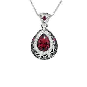 Preziamo Rhodium Plated Swarovski Pendant (Colour Sky Maroon)