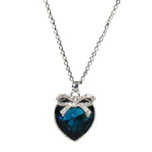 Preziamo Rhodium Plated Crystal Pendant (Colour Blue)