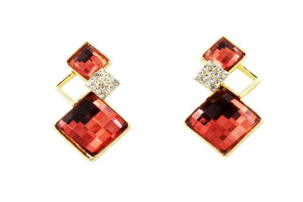 Preziamo American Diamond Drop Earrings (Colour Brown)