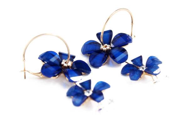 Preziamo Handcrafted Floral Drop Earrings (Colour Blue)