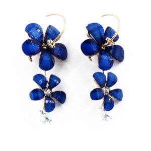 Preziamo Handcrafted Floral Drop Earrings (Colour Blue)