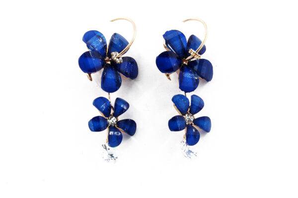 Preziamo Handcrafted Floral Drop Earrings (Colour Blue)