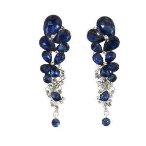 Preziamo Crystal Elements Platinum Plated Delicate Dreamy Earrings (Colour Blue)