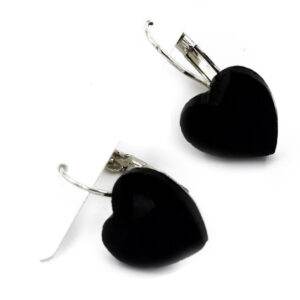 Preziamo Platinum Plated Heart Shape Crystal Clip-On Earrings-2-Black