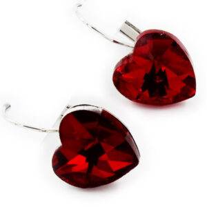 Preziamo Platinum Plated Heart Shape Crystal Clip-On Earrings-3-Red