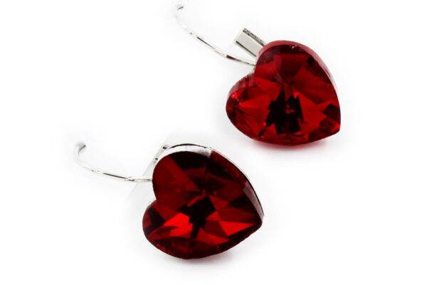 Preziamo Platinum Plated Heart Shape Crystal Clip-On Earrings-3-Red