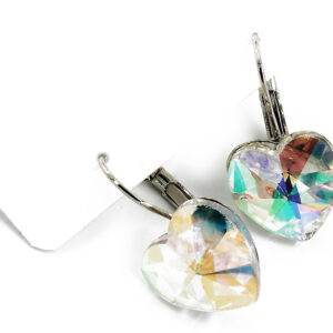 Preziamo Platinum Plated Heart Shape Crystal Clip-On Earrings-6-Rainbow