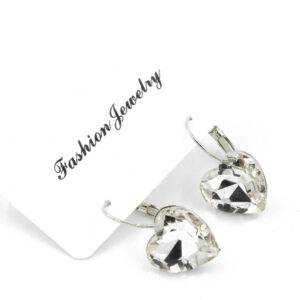 Preziamo Platinum Plated Heart Shape Crystal Clip-On Earrings-7-White