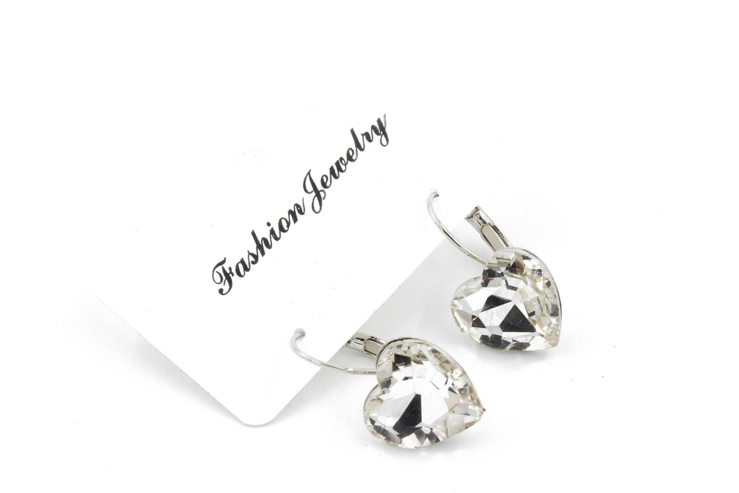 Preziamo Platinum Plated Heart Shape Crystal Clip-On Earrings-7-White