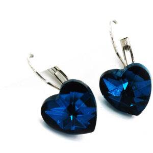 Preziamo Platinum Plated Heart Shape Crystal Clip-On Earrings-5-Colour Blue