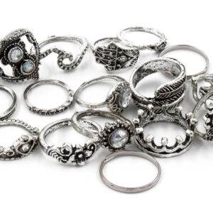Preziamo Combo Of 16 Silver Plated Rings