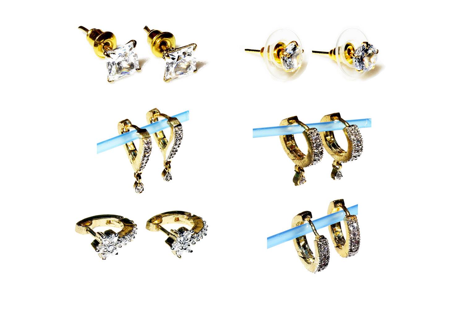 Preziamo Gold Plated American Diamond Traditional Earrings (Colour Silver)
